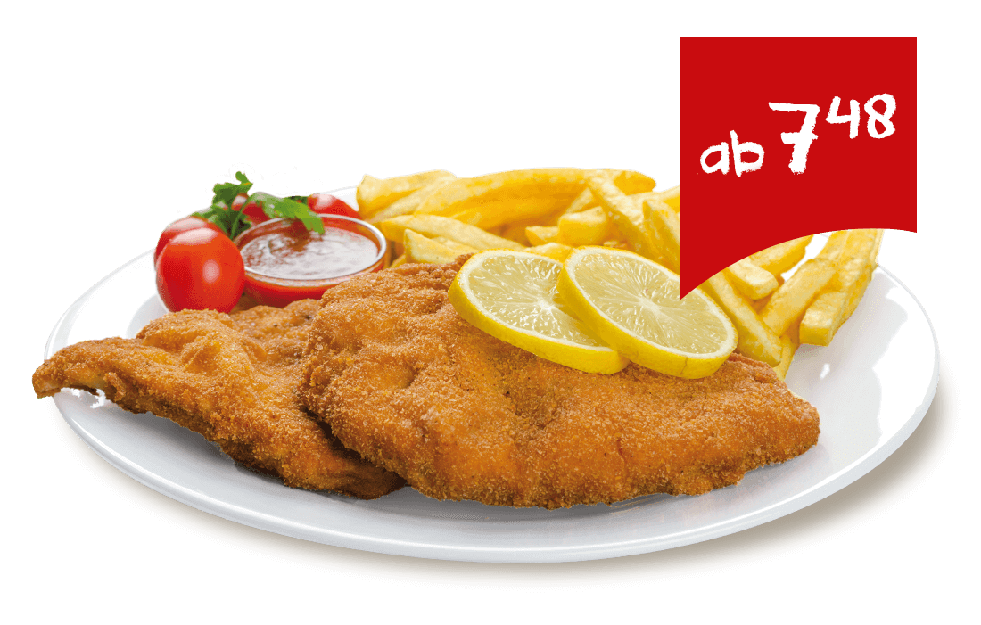 Schnitzel mit Pommes ab 7,48